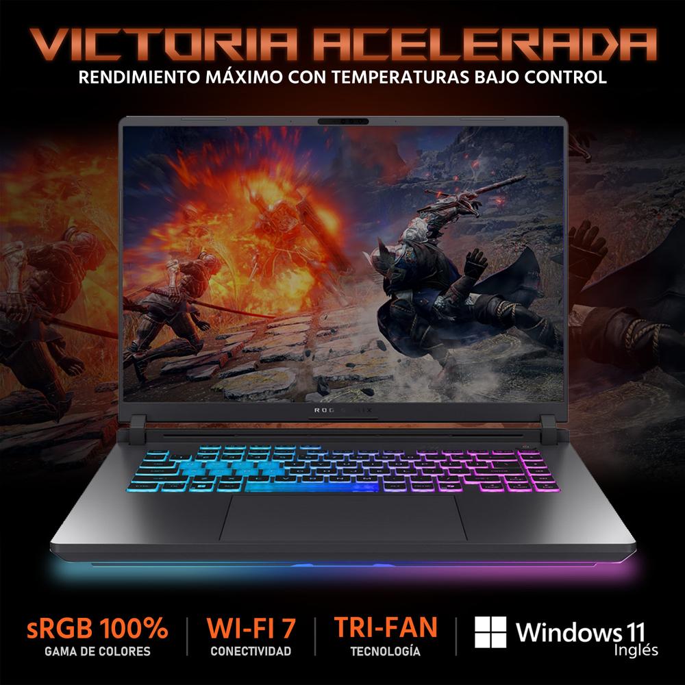 Laptop Gamer ASUS ROG Strix G16 NVIDIA GeForce RTX 5060 Intel Core i9 14900HX 32GB RAM 1TB SSD 16" Windows 11 Home Teclado en Ingles + Mochila