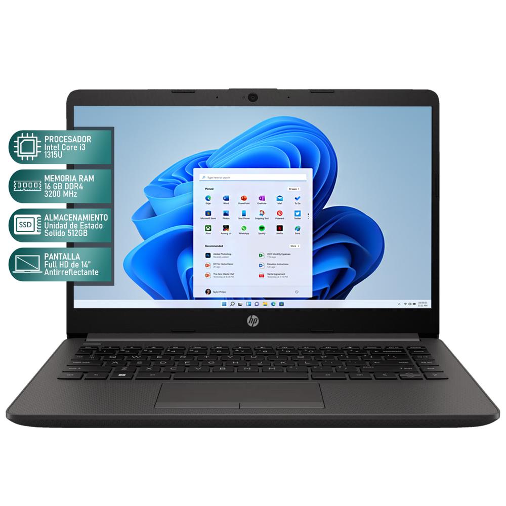 Laptop HP 240R G9 Intel Core i3 1315U 16GB RAM 512GB SSD 14" Windows 11 Home Teclado en Español