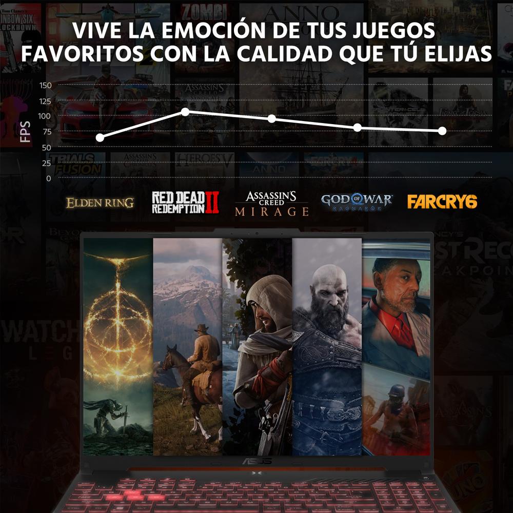 Laptop Gamer ASUS TUF Gaming A16 NVIDIA GeForce RTX 4050 AMD Ryzen 5 7535HS 16GB RAM 512GB SSD 16" Windows 11 Home Teclado en Español