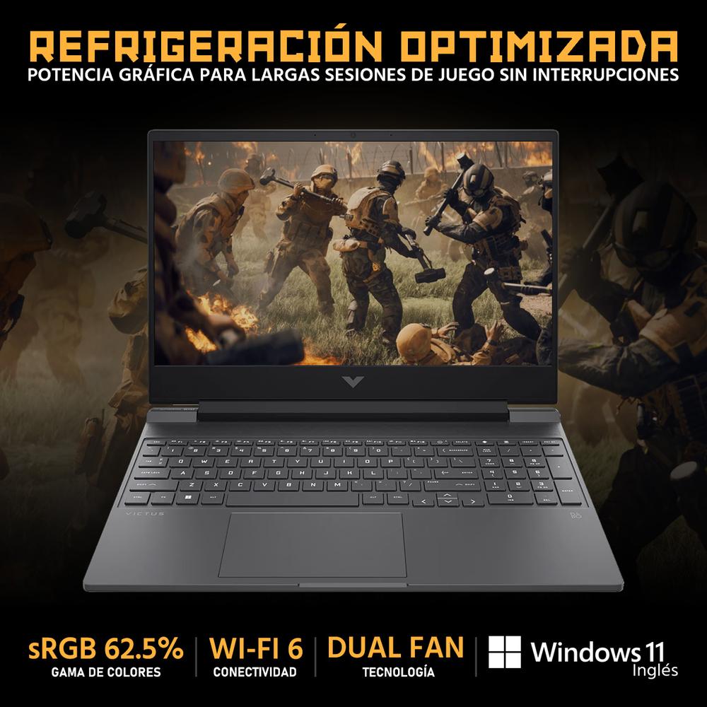 Laptop Gamer HP Victus NVIDIA GeForce RTX 4050 AMD Ryzen 7 7445HS 16GB RAM 512GB SSD 15.6" Windows 11 Home Teclado en Ingles