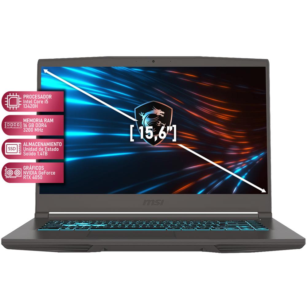 Laptop Gamer MSI THIN 15 B13VE NVIDIA GeForce RTX 4050 Intel Core i5 13420H 16GB RAM 1.4TB SSD 15.6" Windows 11 Home Teclado en Español + Mochila