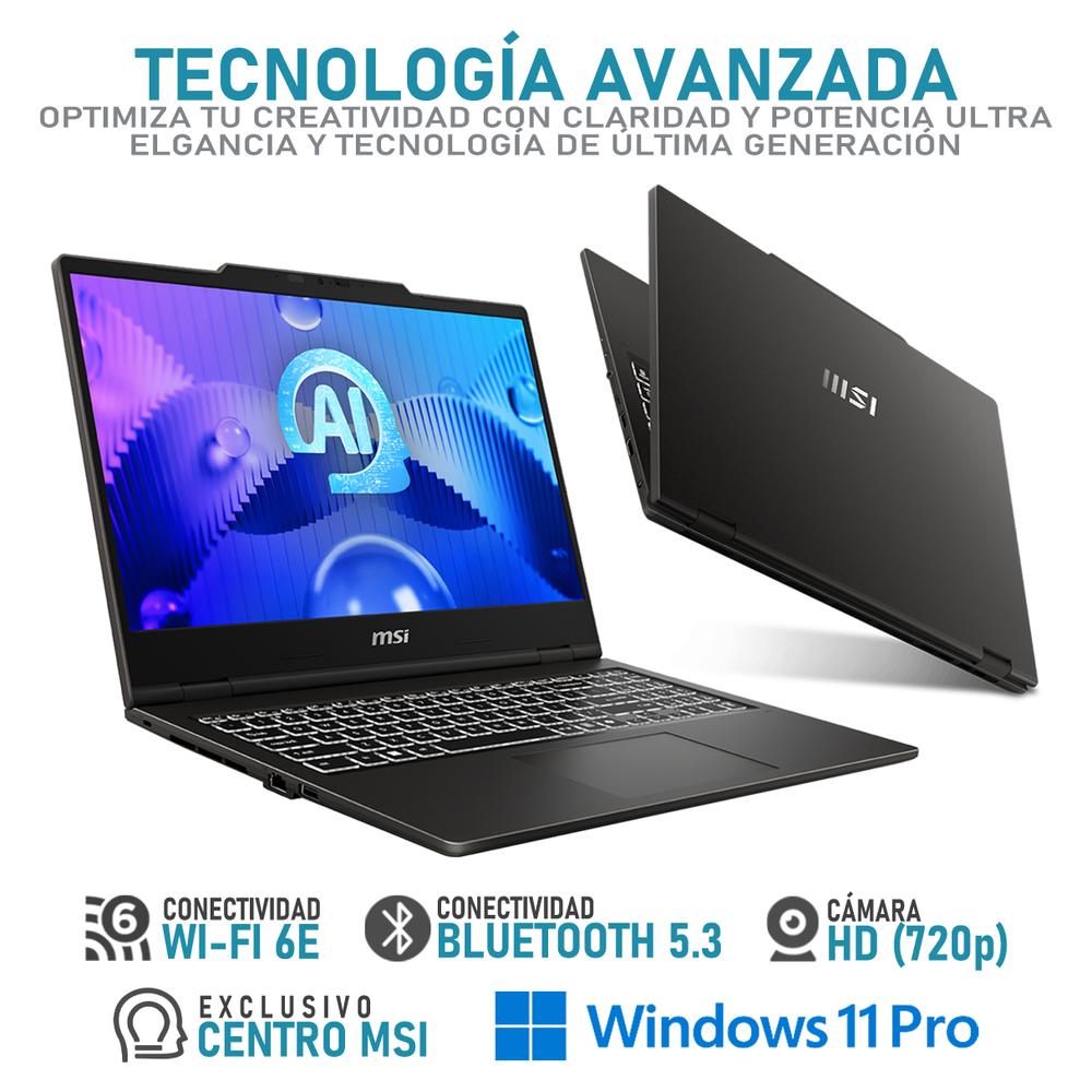 Laptop MSI Venture 15 AI Intel Core Ultra 7 155H 16GB RAM 512GB SSD 15.6" Windows 11 Pro Teclado en Español