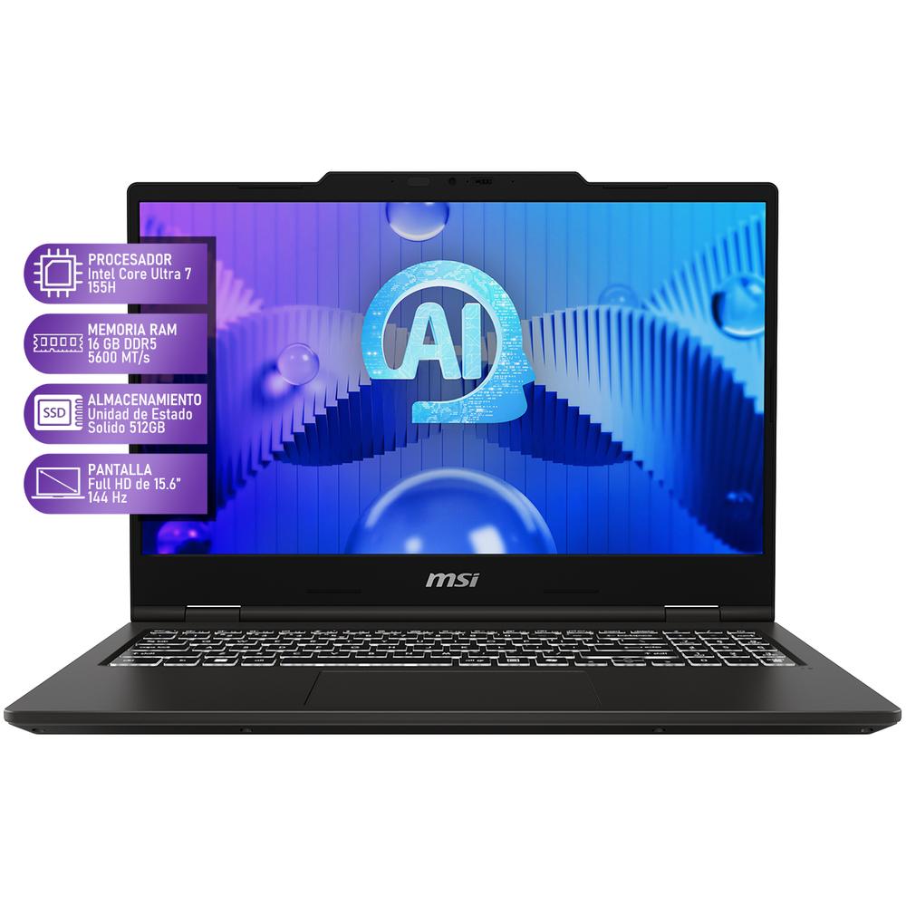 Laptop MSI Venture 15 AI Intel Core Ultra 7 155H 16GB RAM 512GB SSD 15.6" Windows 11 Pro Teclado en Español