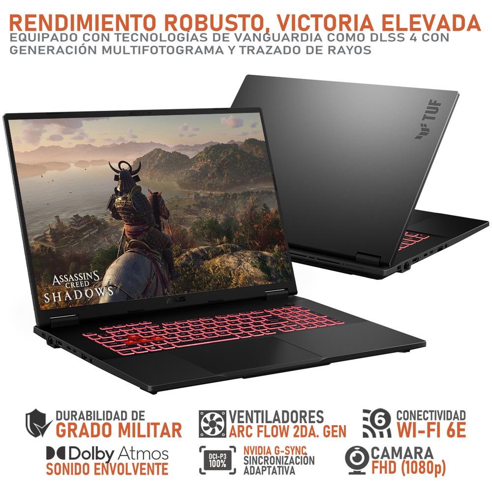 Laptop Gamer ASUS TUF Gaming A18 NVIDIA GeForce RTX 5070 AMD Ryzen 7 260 32GB RAM 1TB SSD 18" Windows 11 Home Teclado en Ingles