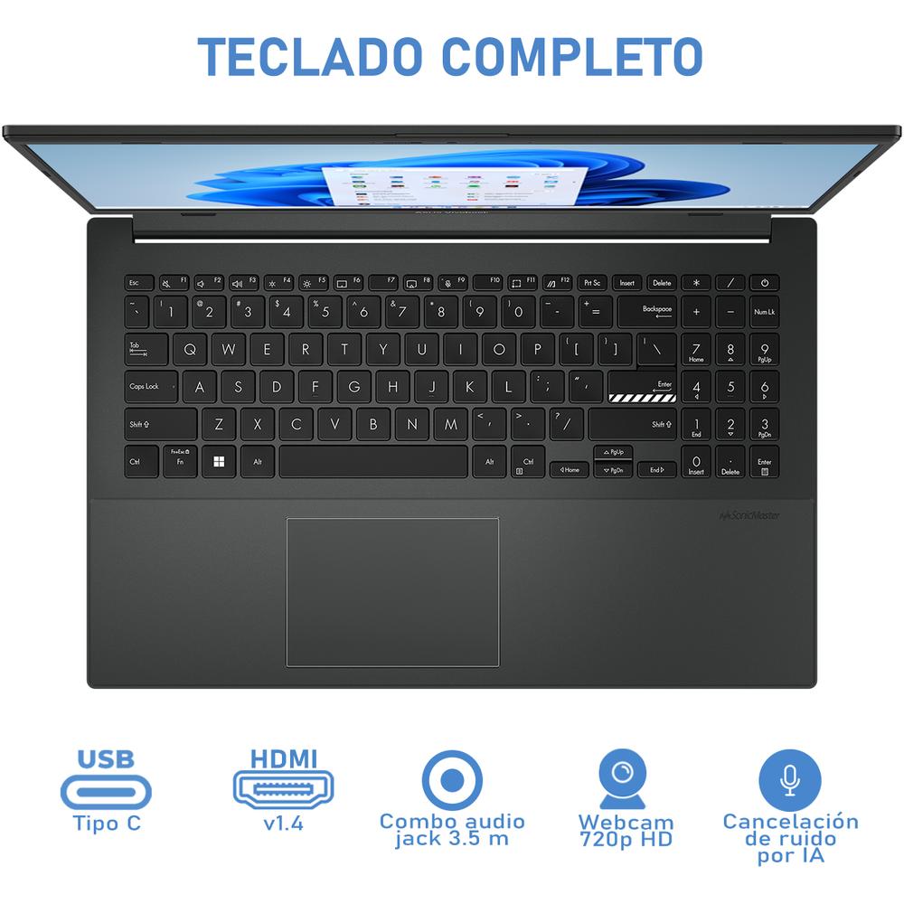 Laptop ASUS Vivobook Go 15 Intel Core i3 N305 8GB RAM 256GB SSD 15.6" Windows 11 Home Modo S Teclado en Ingles + Mouse DXT