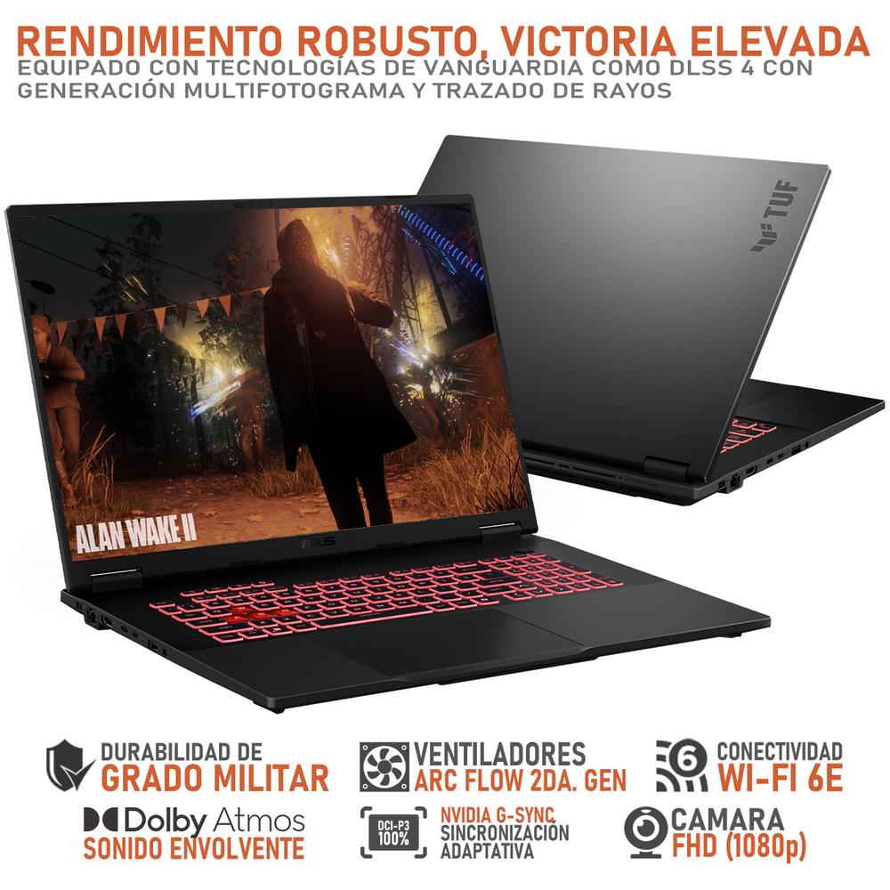Laptop Gamer ASUS TUF Gaming A18 NVIDIA GeForce RTX 5070 AMD Ryzen 7 260 64GB RAM 1TB SSD 18" Windows 11 Home Teclado en Ingles