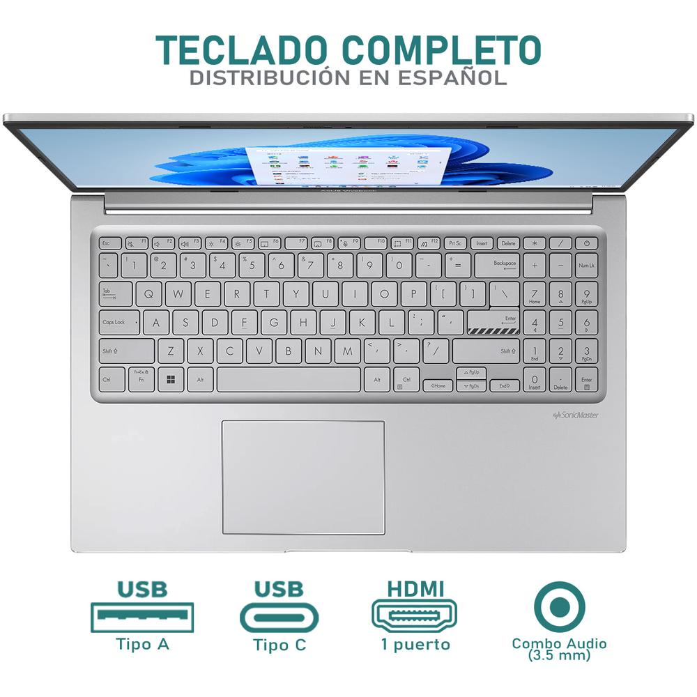 Laptop ASUS Vivobook 15 Intel Core i3 1315U 8GB RAM 512GB SSD 15.6" Windows 11 Home Teclado en Español