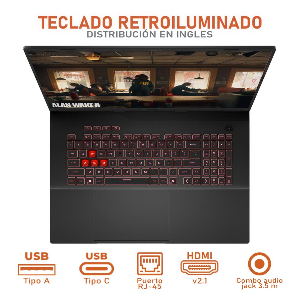 Laptop Gamer ASUS TUF Gaming A18 NVIDIA GeForce RTX 5070 AMD Ryzen 7 260 64GB RAM 1TB SSD 18" Windows 11 Home Teclado en Ingles