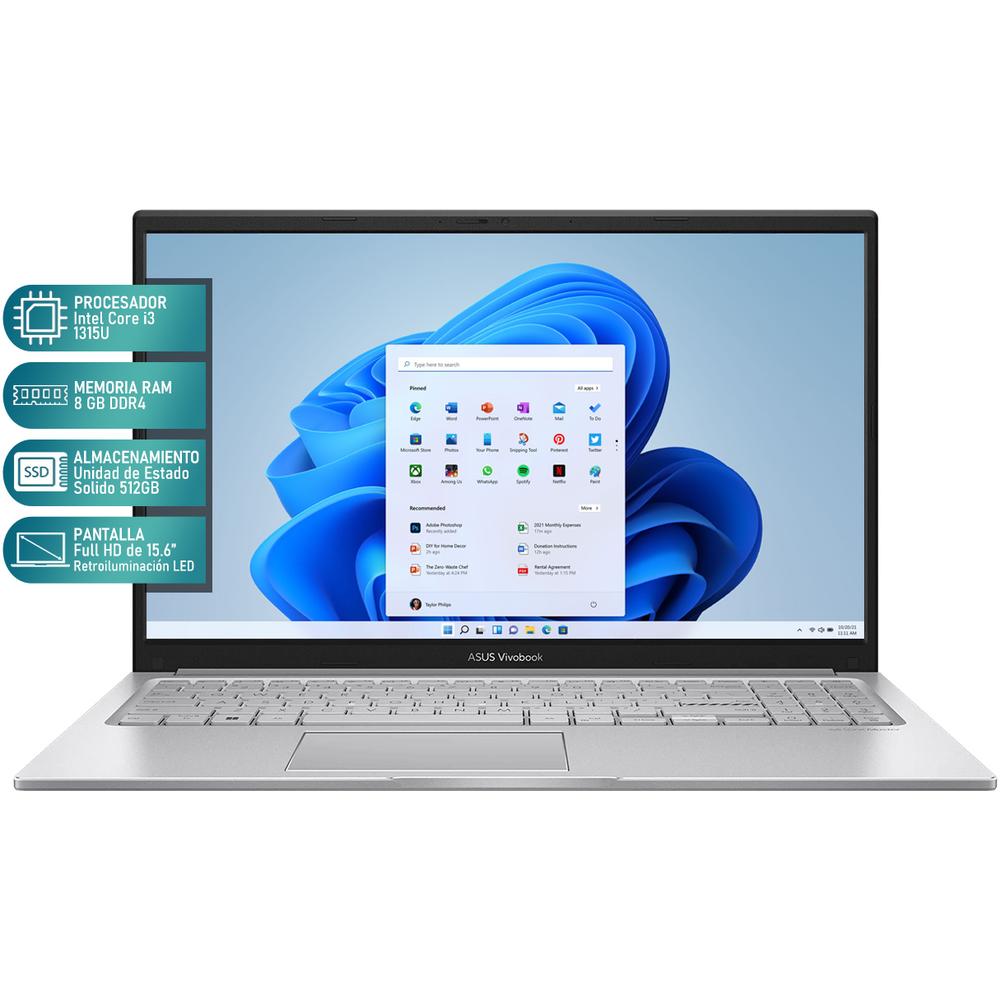 Laptop ASUS Vivobook 15 Intel Core i3 1315U 8GB RAM 512GB SSD 15.6" Windows 11 Home Teclado en Español
