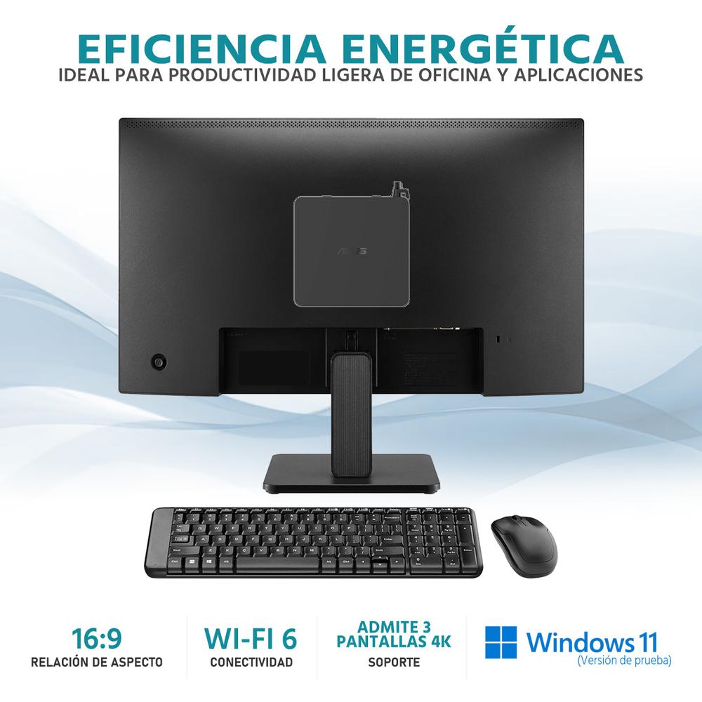 Computadora Mini PC ASUS NUC 14 Essential Intel Core 3 N355 16GB RAM 256GB SSD Monitor 23" Teclado Mouse Español