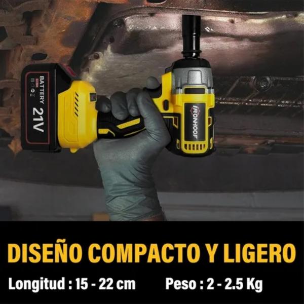 Pistola Llave De Impacto Inalámbrico Ironhoof batería de color Amarillo 500W Amarilla 