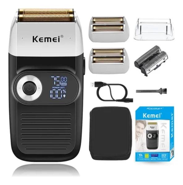 Rasuradora  De 110v 240v Recargable Negra con Plata 