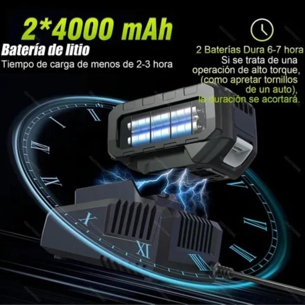 Llave Sin Escobillas 1/2'' Pistola Impacto Industrial Con 2 Baterías, Verde