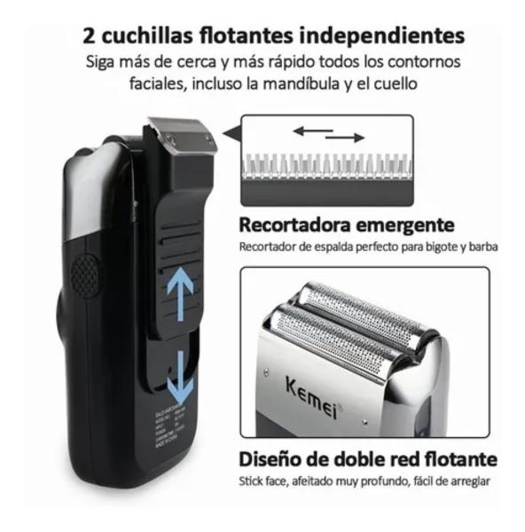 Rasuradora  De 110v 240v Recargable Negra con Plata 