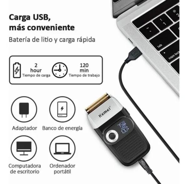 Rasuradora  De 110v 240v Recargable Negra con Plata 