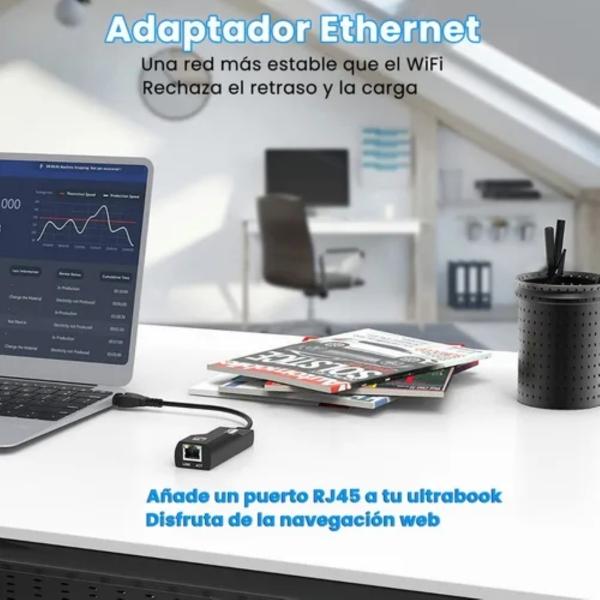 Adaptador Ethernet Usb 3.0 A Rj45 Gigabit Lan 1000mbps negro 