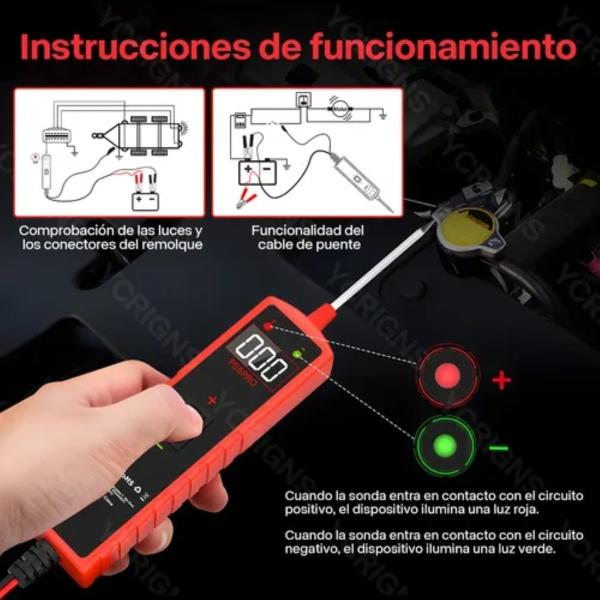 Probador De Circuito Eléctrico Automotriz Dc 6-30v Rojo