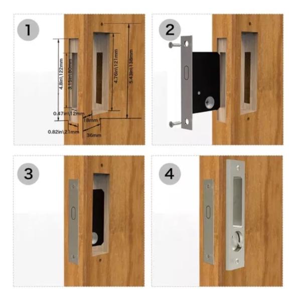 Juego De Manija Para Puerta Corrediza De Aluminio Y Aleación negra 