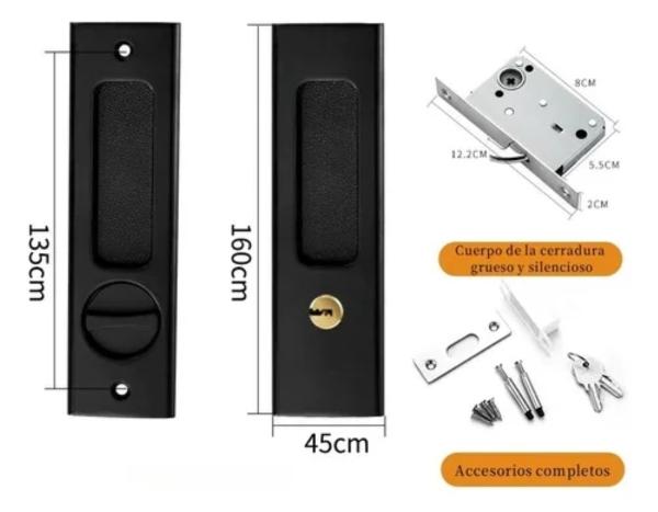 Juego De Manija Para Puerta Corrediza De Aluminio Y Aleación negra 