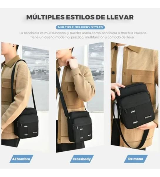 Bandolera Hombre Bolso Hombro Crossbody Bag Negocio negro 