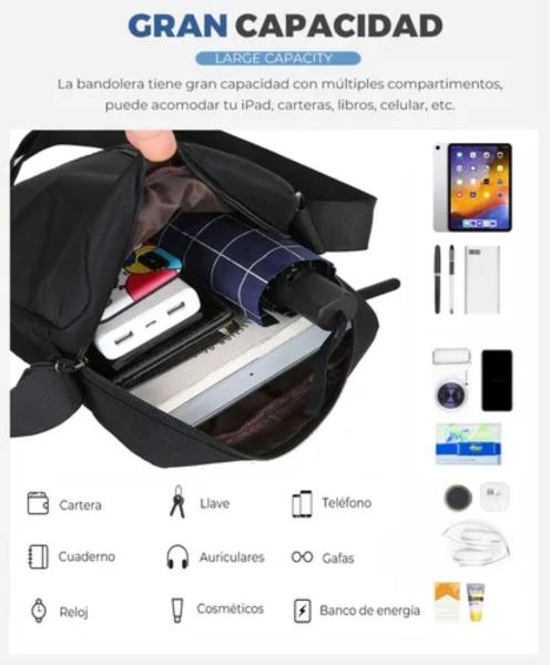 Bandolera Hombre Bolso Hombro Crossbody Bag Negocio negro 
