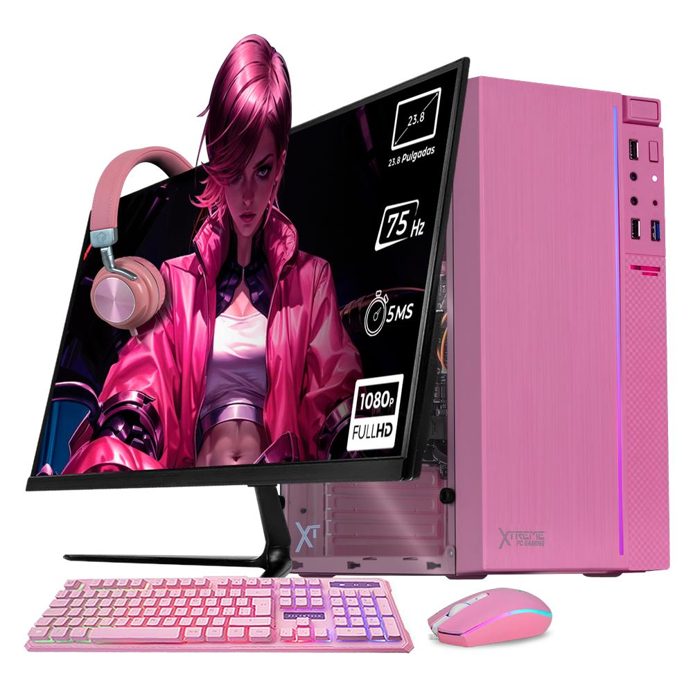 Xtreme PC Intel Quad Core J4125 2.7 Ghz 16GB SSD 500GB Monitor 23.8 WIFI Pink