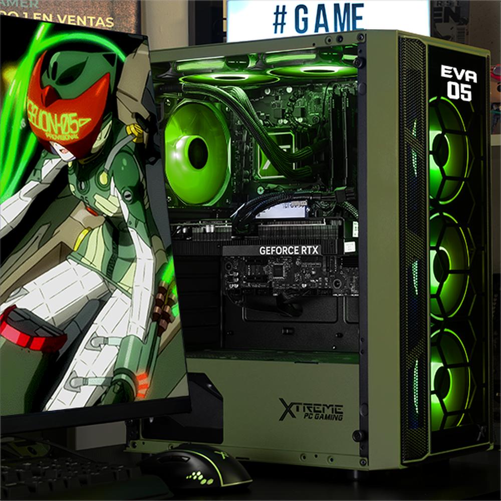 Gabinete XTREME PC GAMING Evangelion 05 Comic Edition Media Torre 4 Fan ARGB Verde Militar CXTEV5KRDG