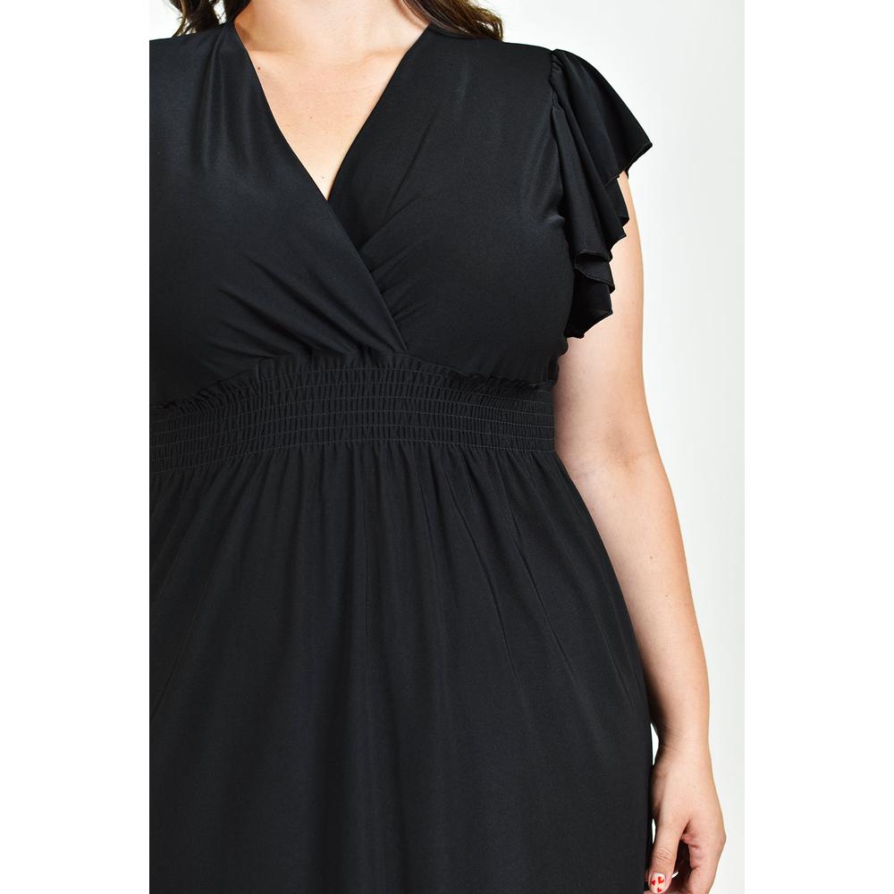 Vestido manga con volantes Roman Fashion /Tallas Extras, 8867-SO (Negro)