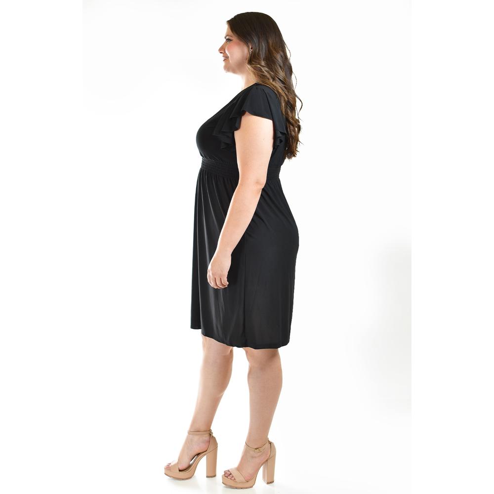 Vestido manga con volantes Roman Fashion /Tallas Extras, 8867-SO (Negro)