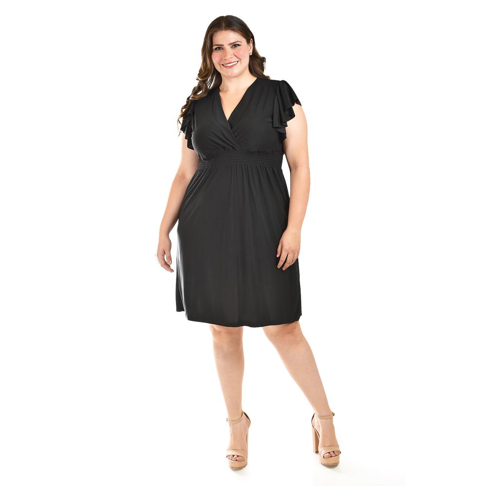 Vestidos de chiffon con volantes en las mangas y tirantes finos Rosa Polvoriento Tallas Grandes main image 1
