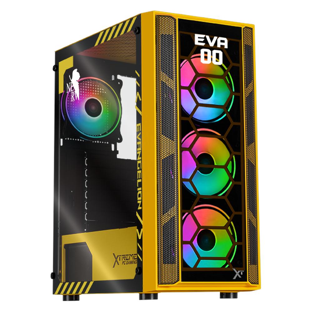 Gabinete XTREME PC GAMING Evangelion 00 Comic Edition Media Torre 4 Fan ARGB Amarillo CXTEV0YE