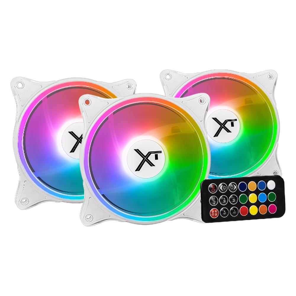 Kit 3 Ventiladores Gamer XTREME PC GAMING Air Force 120 mm ARGB 1500RPM Hub 12 Control Blanco CFXTAQ120WT
