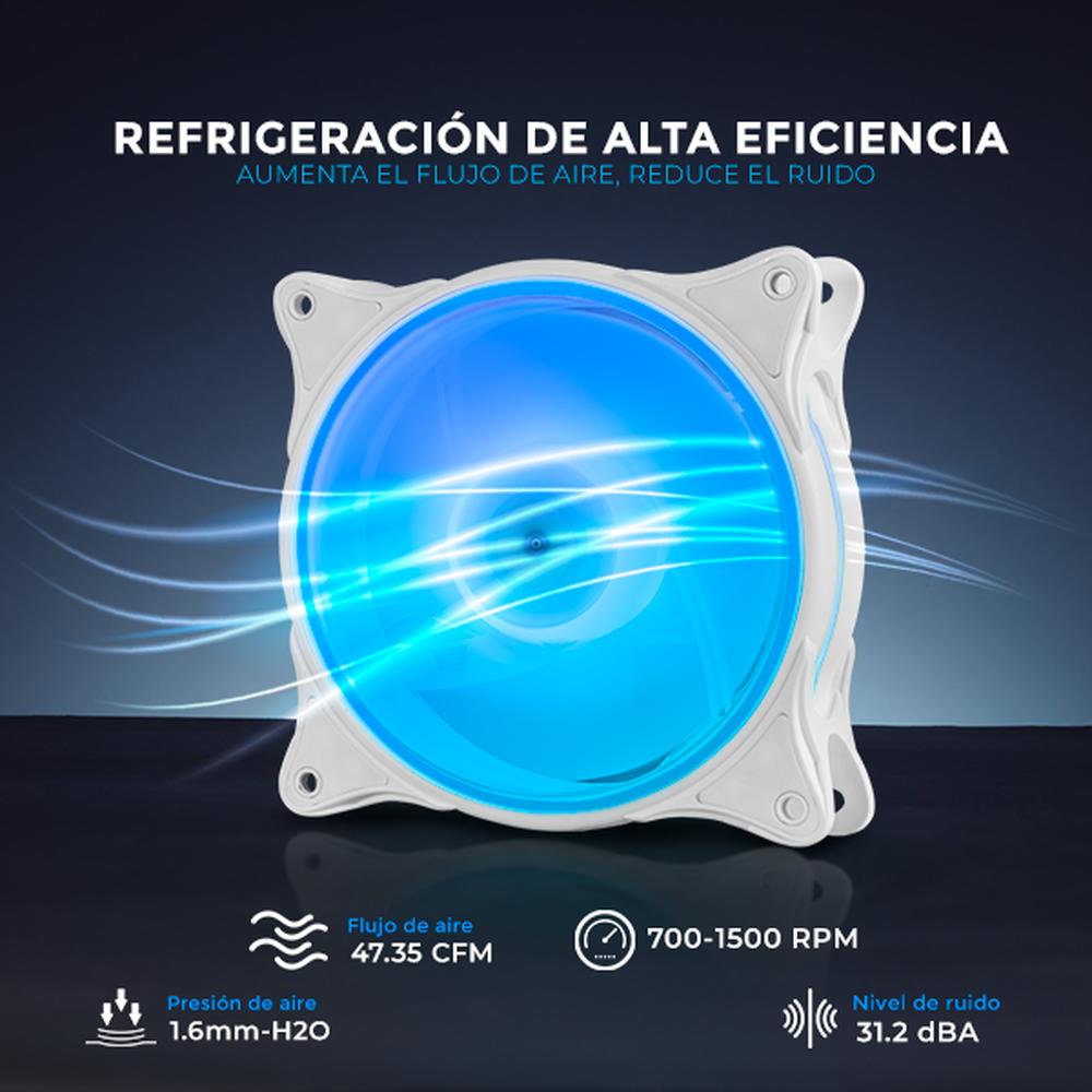 Kit 3 Ventiladores Gamer XTREME PC GAMING Air Force 120 mm ARGB 1500RPM Hub 12 Control Blanco CFXTAQ120WT