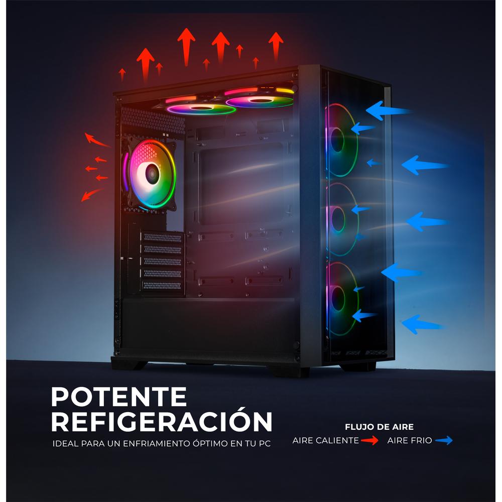 Kit 3 Ventiladores Gamer XTREME PC GAMING Air Force 120mm ARGB 1500RPM Hub 12 Control Negro CFXTAQ120BK