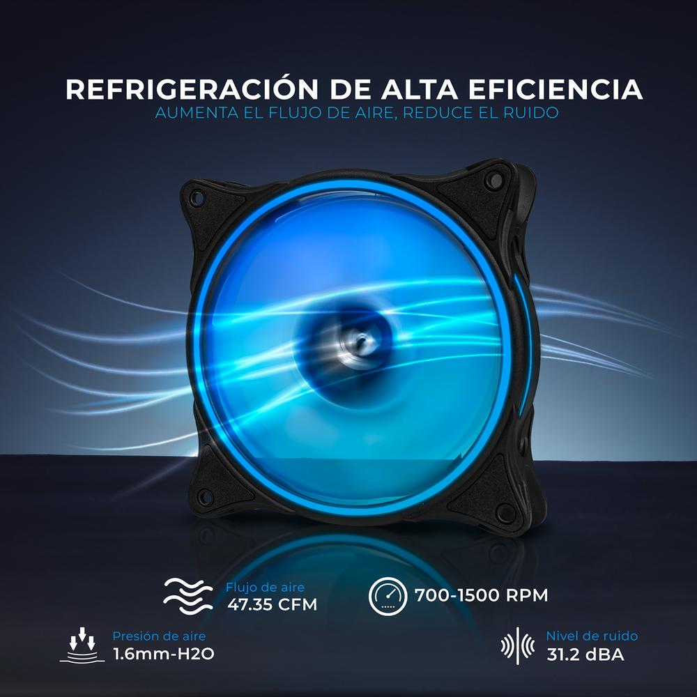 Kit 3 Ventiladores Gamer XTREME PC GAMING Air Force 120mm ARGB 1500RPM Hub 12 Control Negro CFXTAQ120BK
