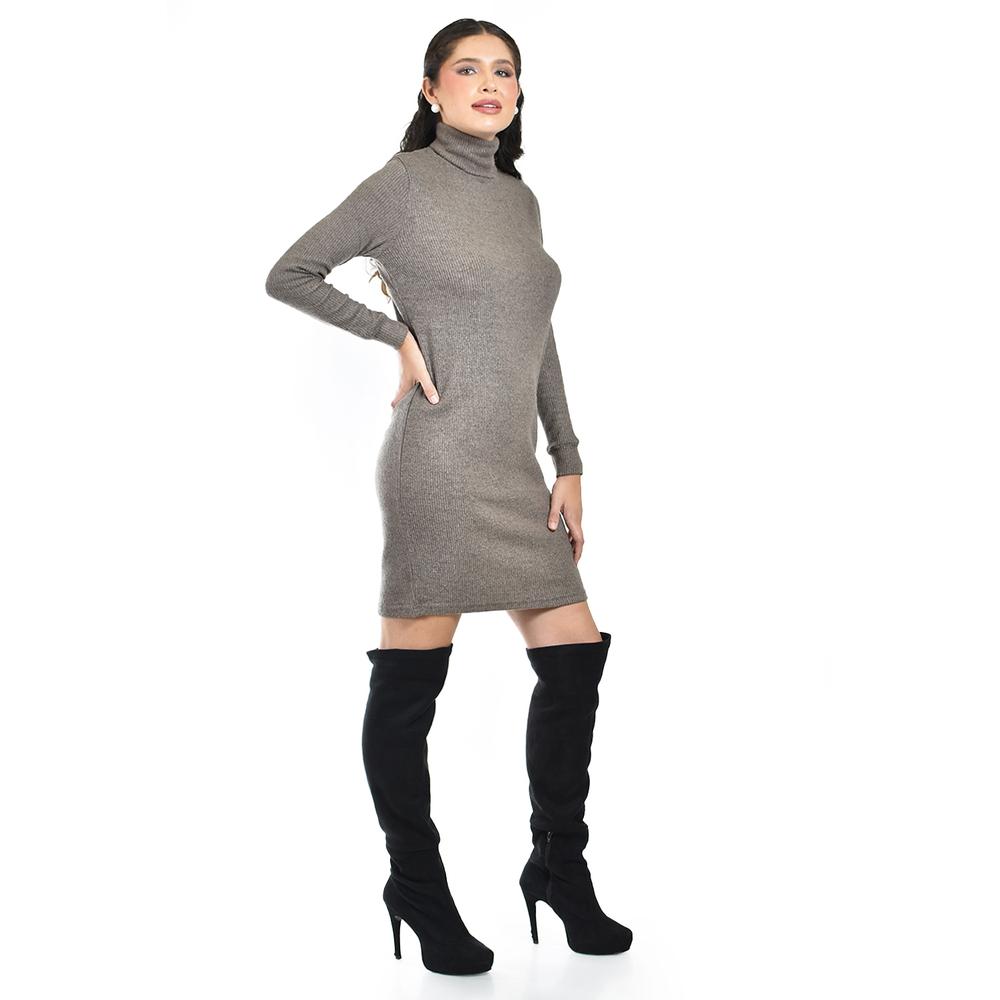 Vestido de punto con cuello alto Roman Fashion /Juvenil, 3821 (Cafe)