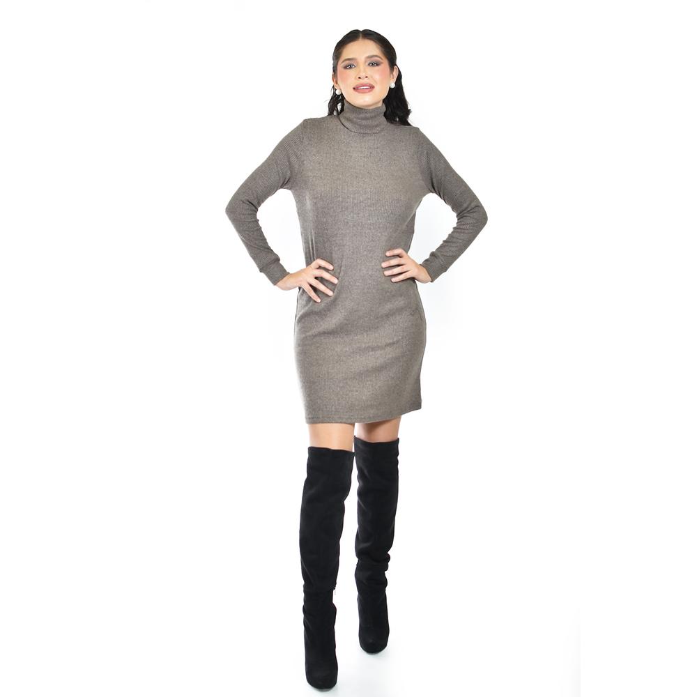 Vestido de punto con cuello alto Roman Fashion /Juvenil, 3821 (Cafe)