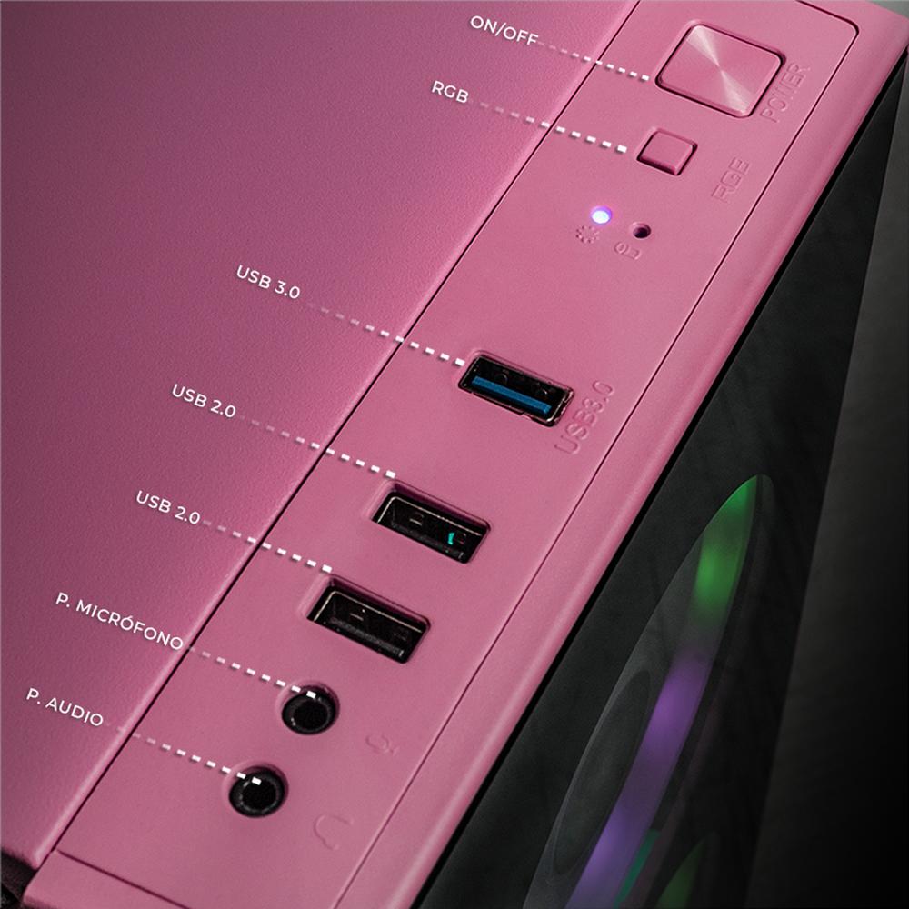 PC Gamer Completa Xtreme PC Gaming NVIDIA GeForce RTX 5060 AMD Ryzen 5 5500 32GB SSD 1TB Monitor 23.8 165Hz WIFI W10 Pink gaming 1080p, estudios y multitarea