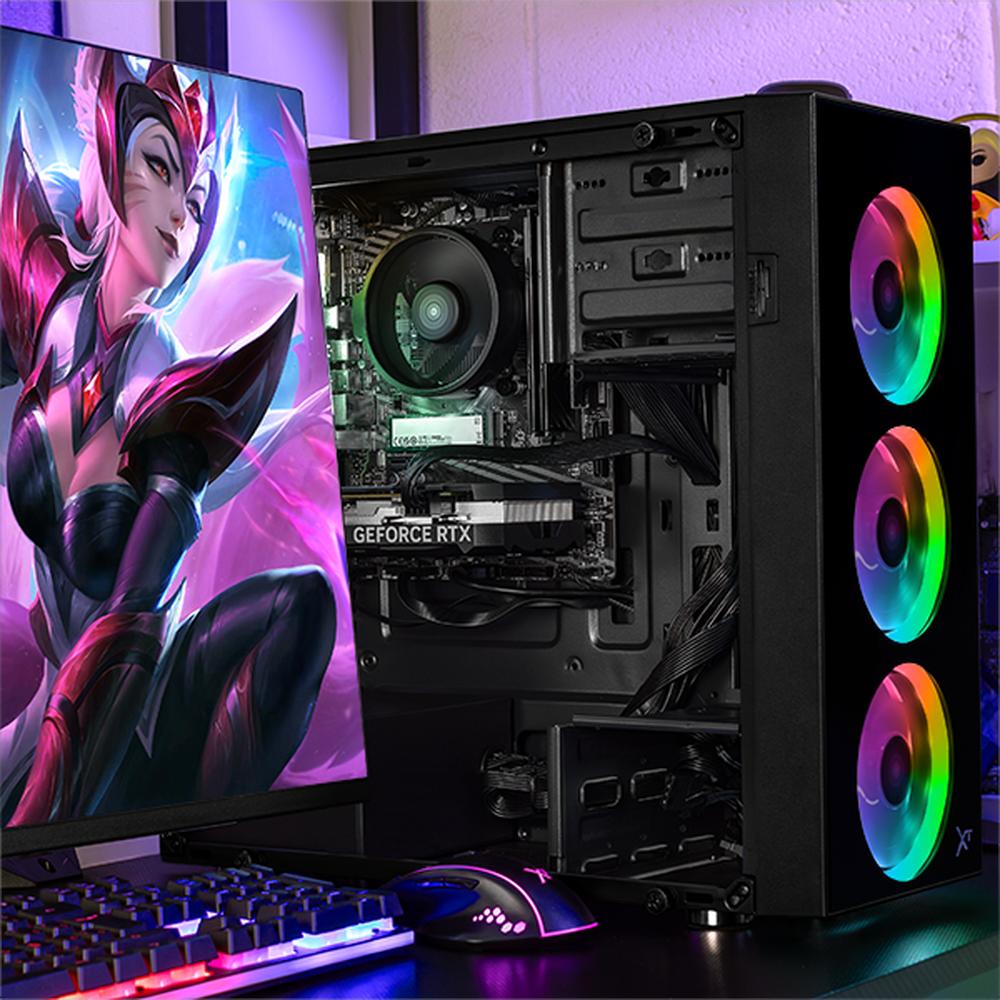 PC Gamer Xtreme PC Gaming NVIDIA GeForce RTX 5060 AMD Ryzen 5 5500 32GB SSD 1TB WIFI W10 Black gaming 1080p, estudios y multitarea