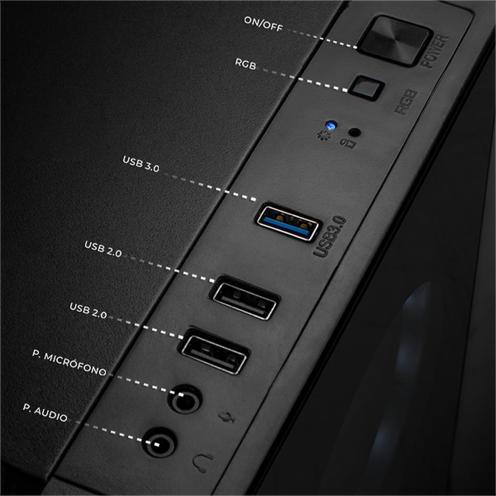 PC Gamer Xtreme PC Gaming NVIDIA GeForce RTX 5060 AMD Ryzen 5 5500 32GB SSD 1TB WIFI W10 Black gaming 1080p, estudios y multitarea