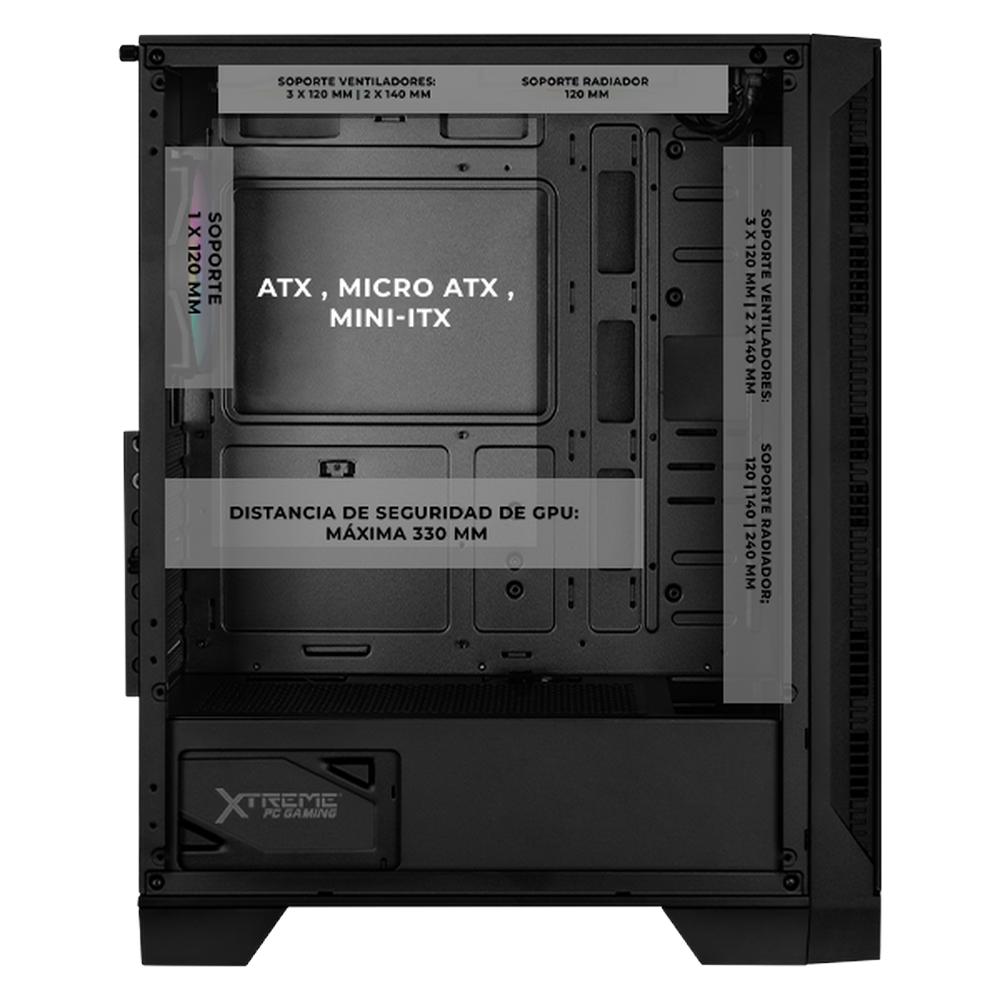 Gabinete XTREME PC GAMING Loong:Nia Edition Media Torre 6 Fan RGB Negro CXTLOMABK