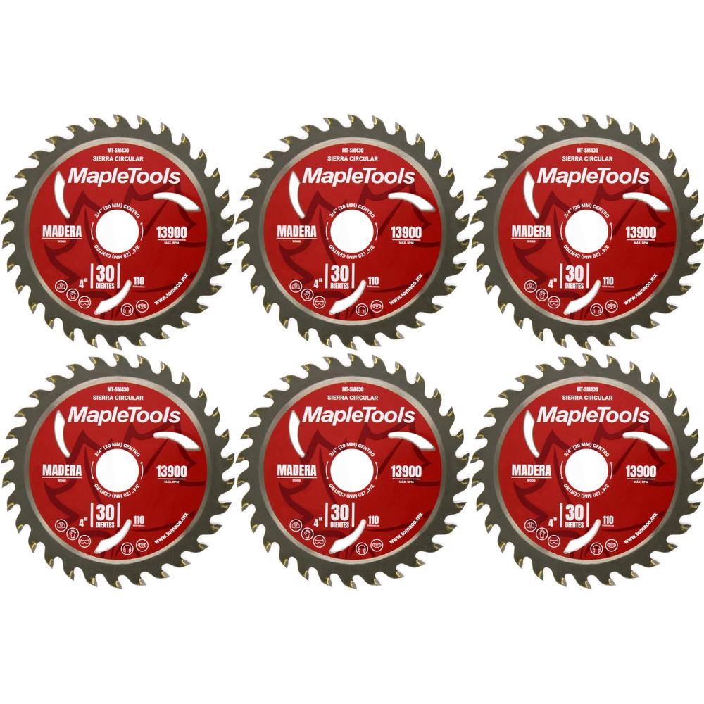 PACK 6 DISCO SIERRA 4-5/16'' CENTRO 3/4'' MAPLE TOOLS