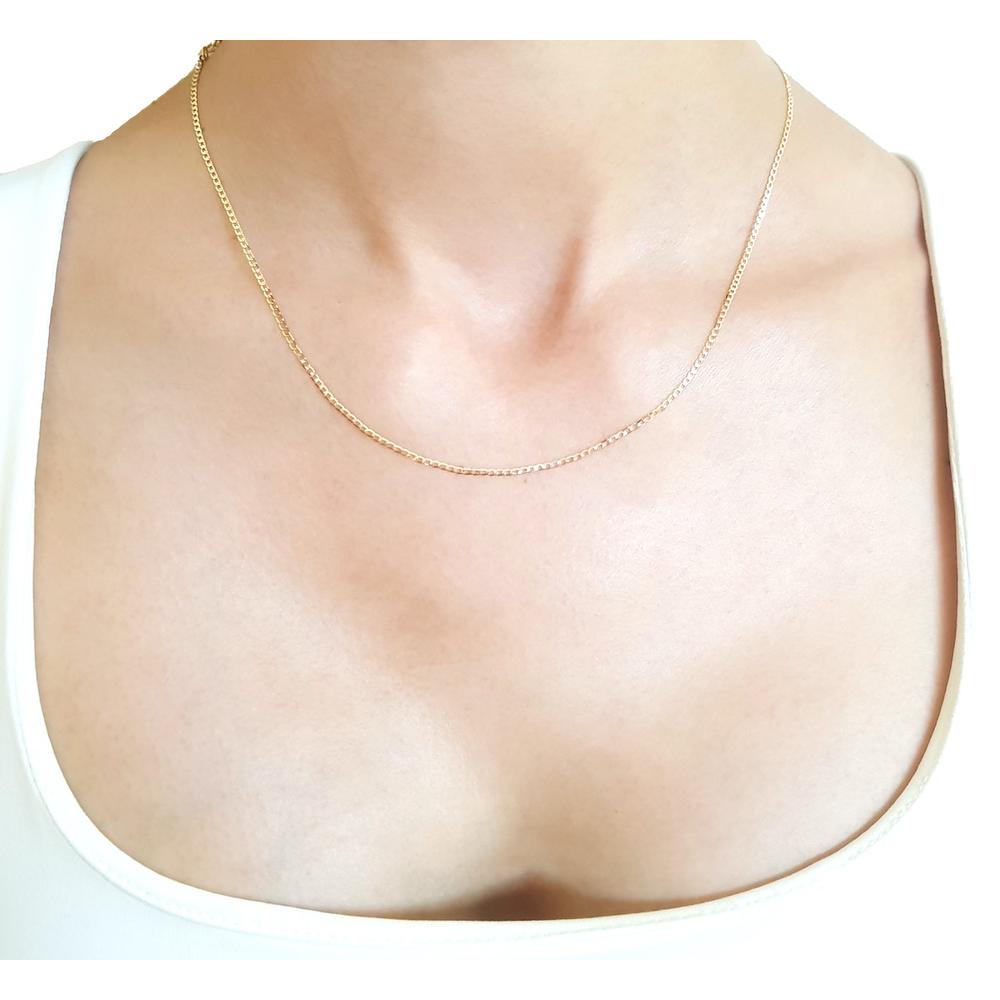 Cadena Estilo Barbada Oro Amarillo Sólido 14k 45 cm