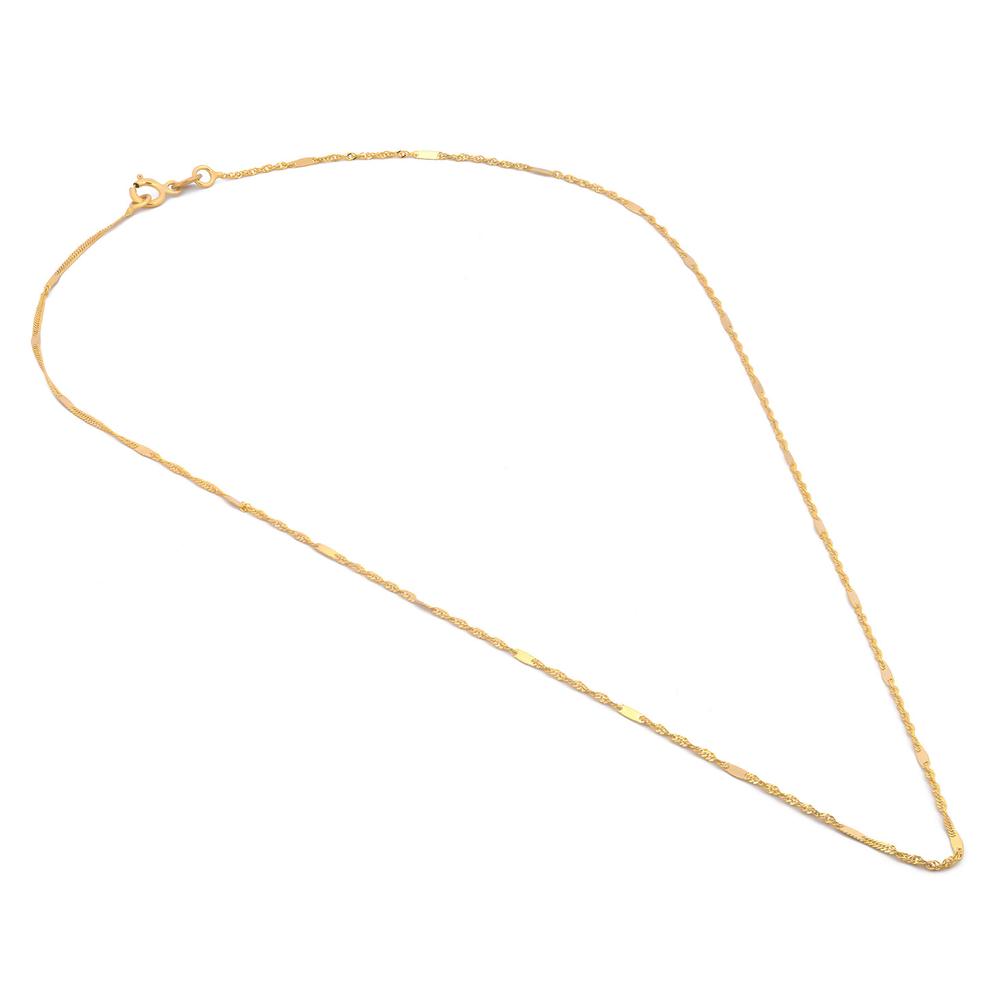 Cadena Estilo Singapur Oro Italiano Sólido 14k 45 cm
