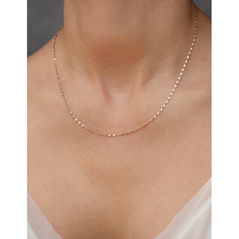 Cadena Plaquita En Oro Sólido 10K 40 cm