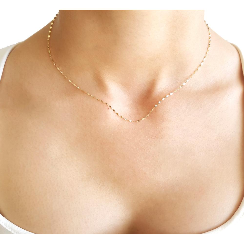 Cadena Plaquita En Oro Sólido 10K 40 cm