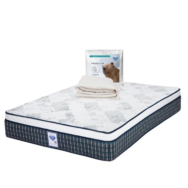 Colchón Matrimonial Restonic Vail Gris + Almohada Osos + Sábanas Basic