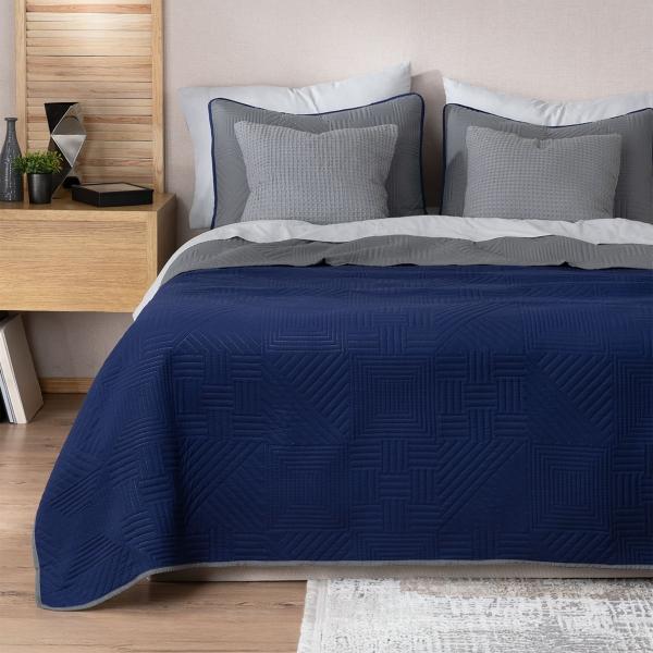 Edredón Ligero Matrimonial Doble Vista con Fundas Azul Marino - Gris Oscuro REAL TEXTIL.