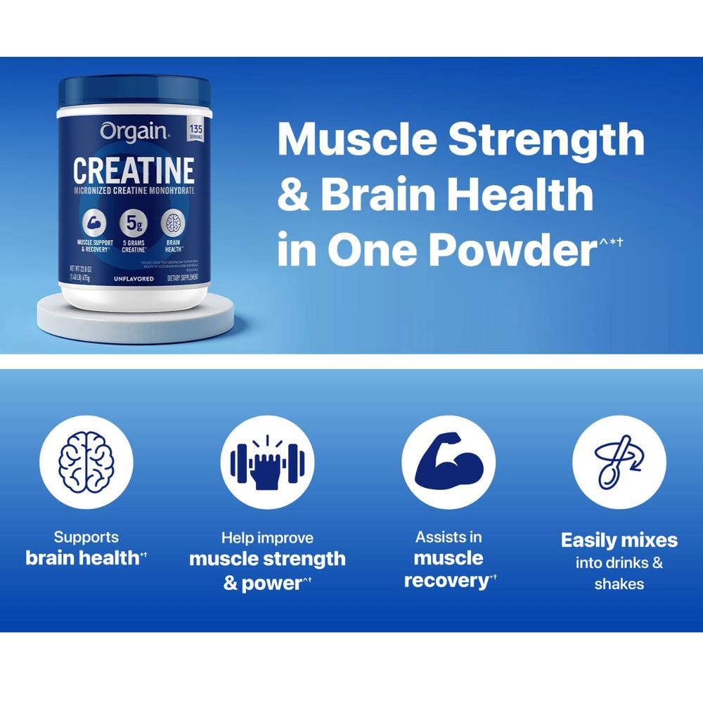 Orgain Creatina Micronizada Pura 675 g Micronized Creatine Monohydrate