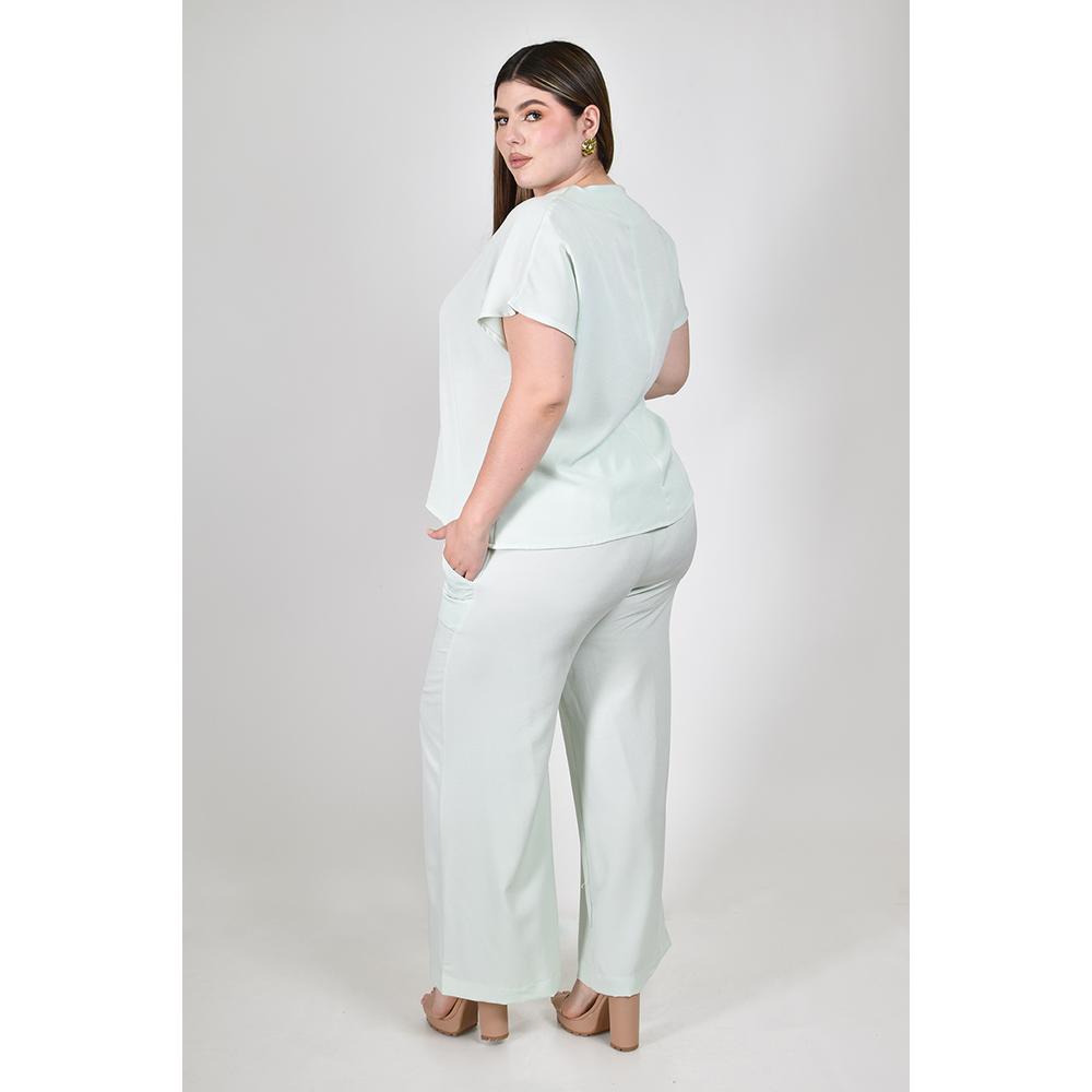 Conjunto asimetrico con botones Roman Fashion /Tallas Extras, 776 (Menta)